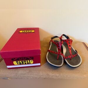 Vaneli Red Sandals with Studs